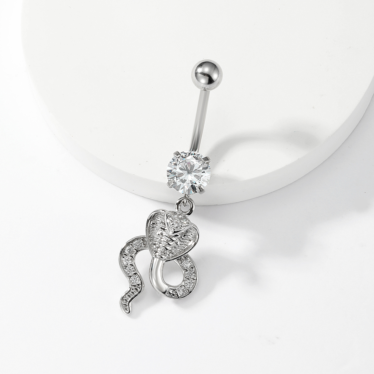 1 Piece Sexy Snake Stainless Steel Plating Zircon Belly Ring display picture 12