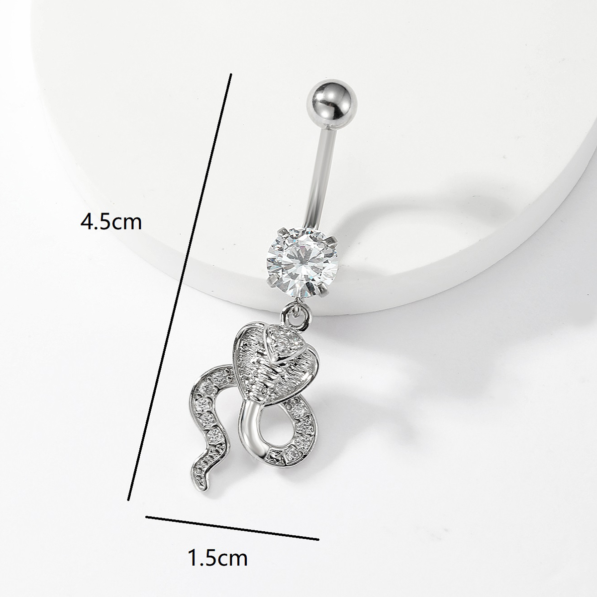 1 Piece Sexy Snake Stainless Steel Plating Zircon Belly Ring display picture 7