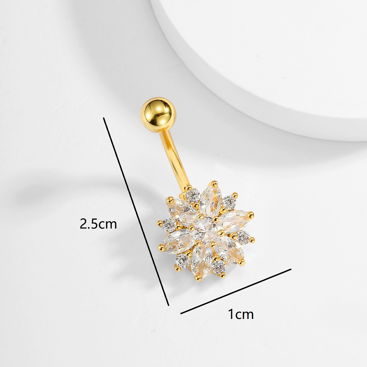 1 Piece Sexy Round Flower Butterfly Stainless Steel Plating Zircon Belly Ring display picture 3