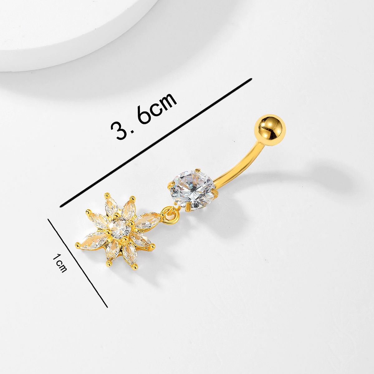 1 Piece Sexy Round Flower Butterfly Stainless Steel Plating Zircon Belly Ring display picture 10
