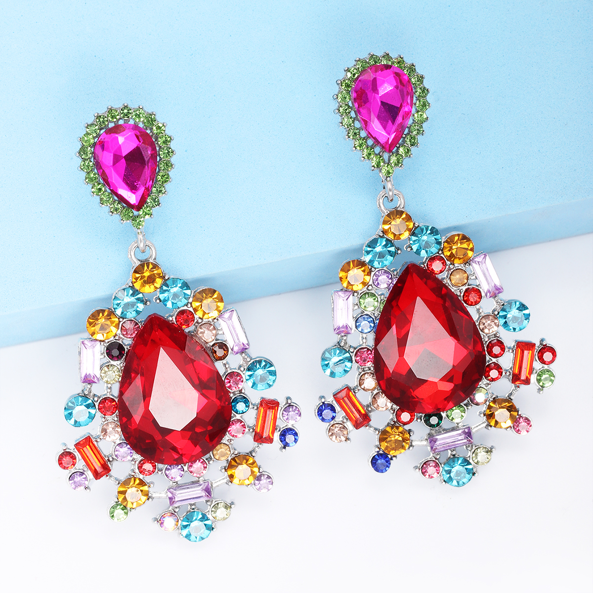 1 Pair Fashion Flower Alloy Inlay Zircon Women's Drop Earrings display picture 3