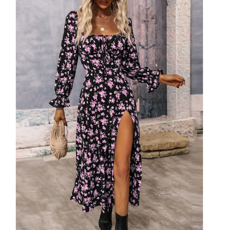 Women's Floral Dress Fashion Printing Long Sleeve Ditsy Floral Maxi Long Dress Daily display picture 3