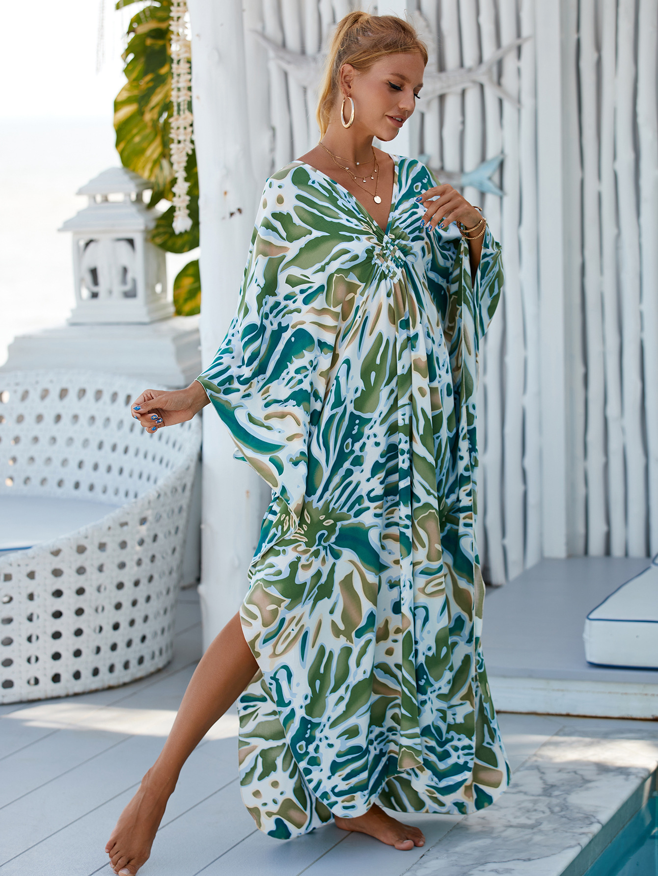 Women's Beach Color Block Printing Cover Ups display picture 46