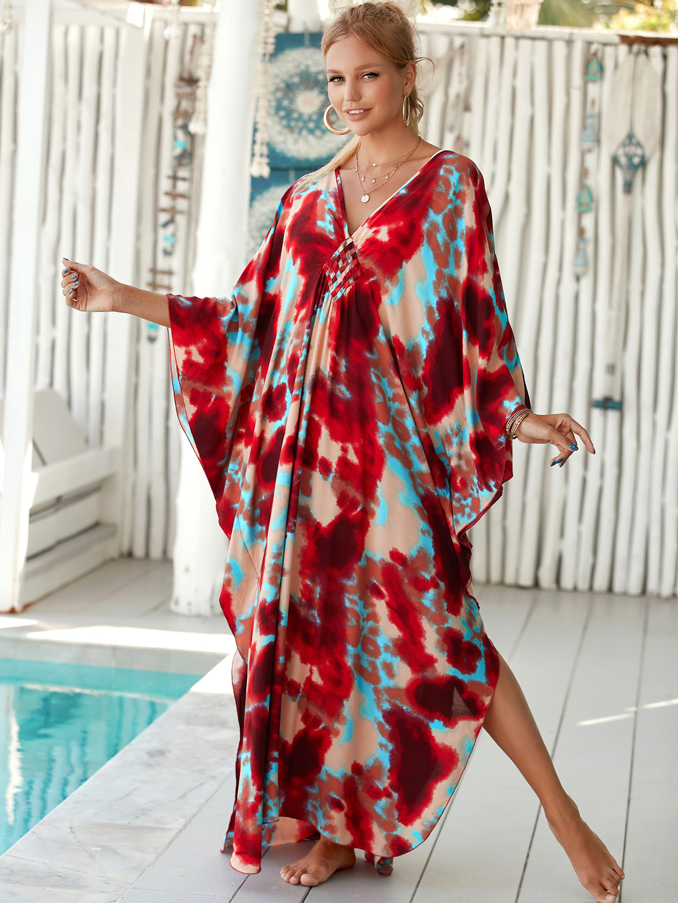 Women's Beach Color Block Printing Cover Ups display picture 40