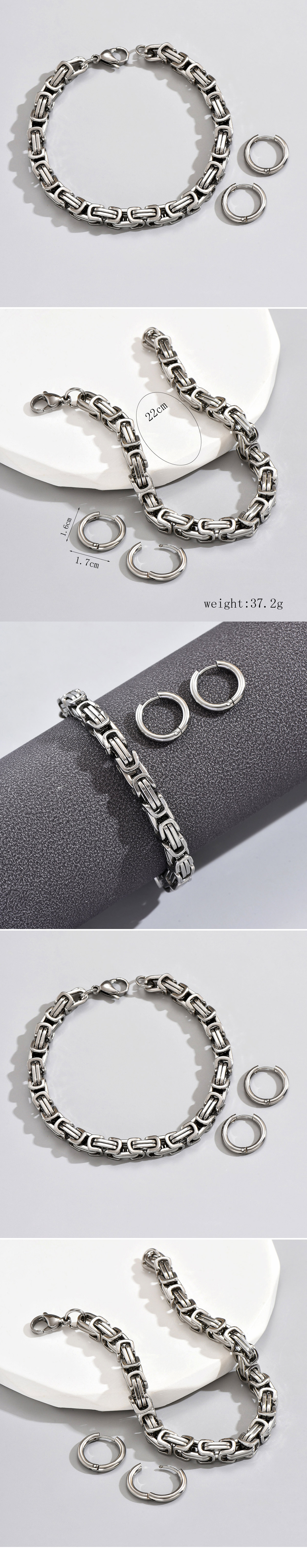 Wholesale Hip-hop Geometric Stainless Steel Bracelets Earrings display picture 1