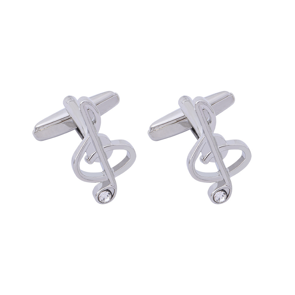 Fashion High Quality Titanium Steel Electroplating Paint Diamond-embedded Music Symbol Guitar Piano Drum Kit Series Cufflinks display picture 9
