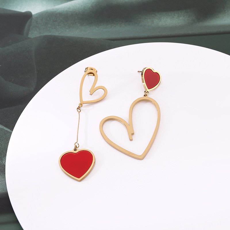 1 Pair Y2k Fashion Romantic Heart Shape Alloy Asymmetrical Women's Drop Earrings display picture 13