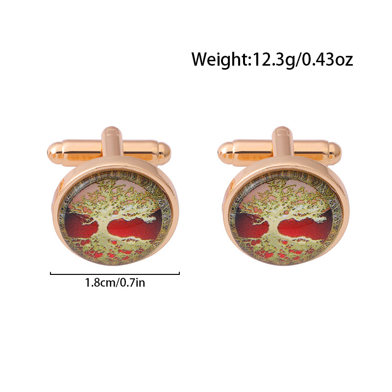 New Tree Of Life Starry Night Sea Taiji Map Time Stone Series Titanium Steel French Cufflinks display picture 9