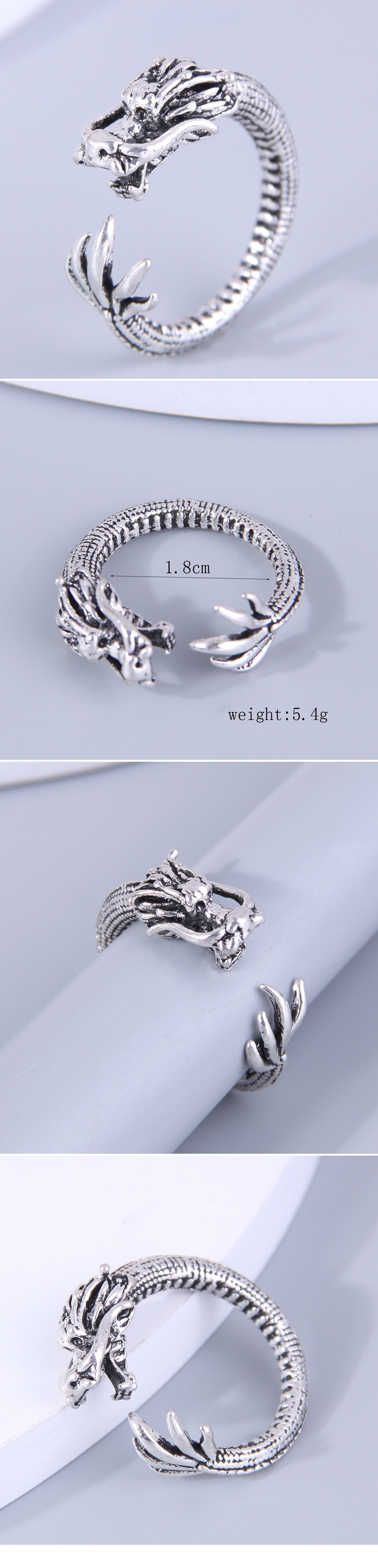 1 Piece Punk Dragon Alloy Women's Open Ring display picture 1
