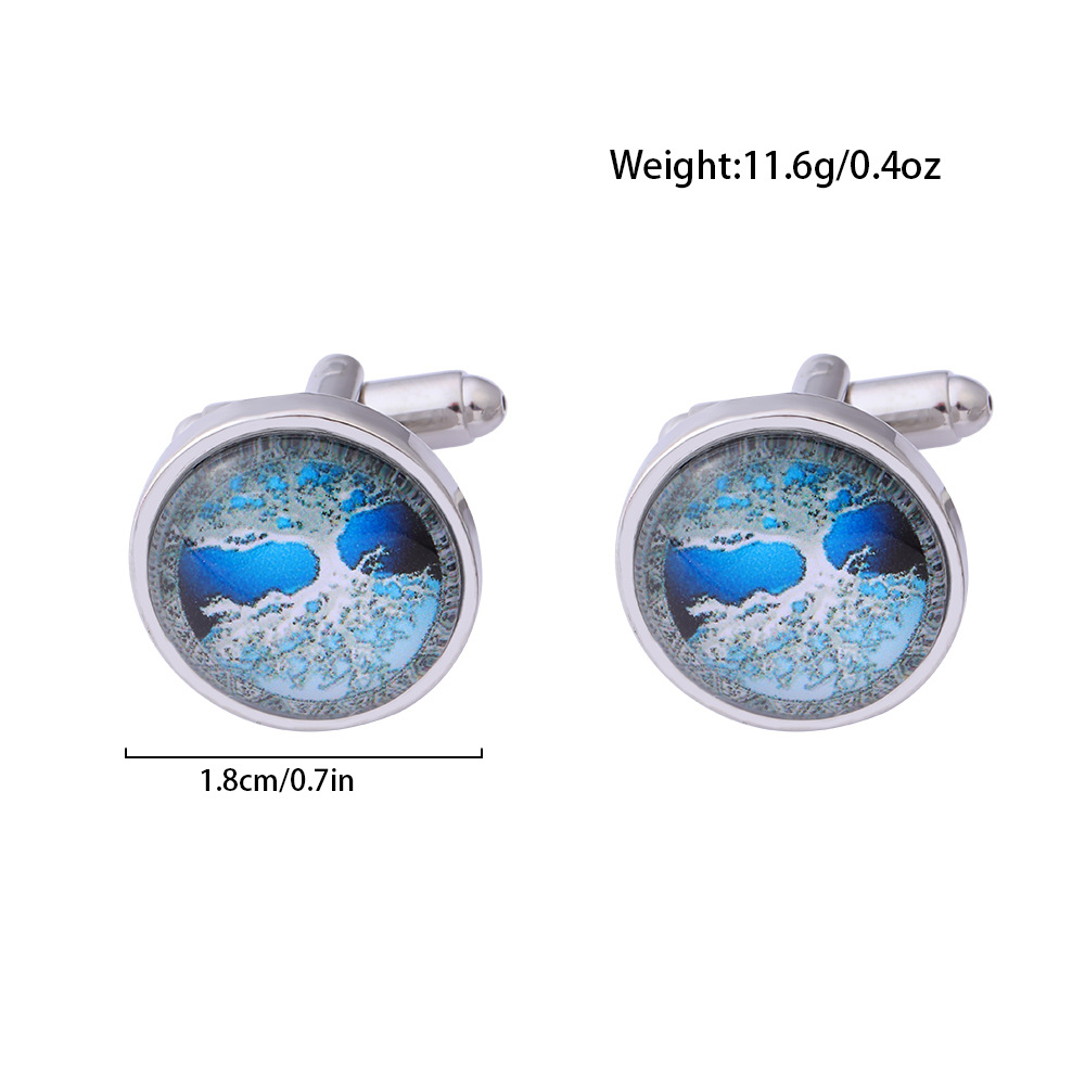 New Tree Of Life Starry Night Sea Taiji Map Time Stone Series Titanium Steel French Cufflinks display picture 29