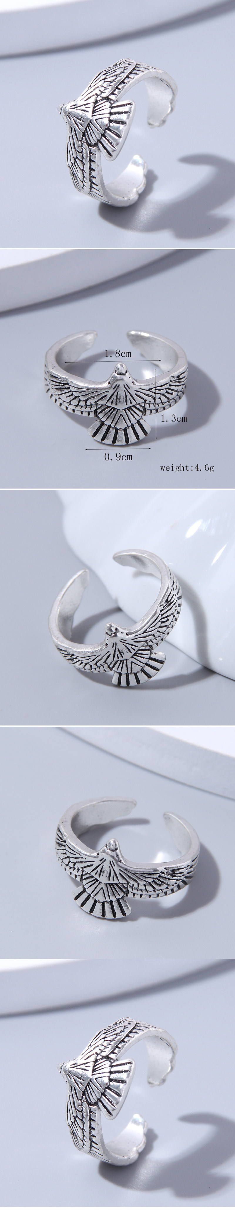 1 Piece Punk Eagle Alloy Men's Open Ring display picture 1