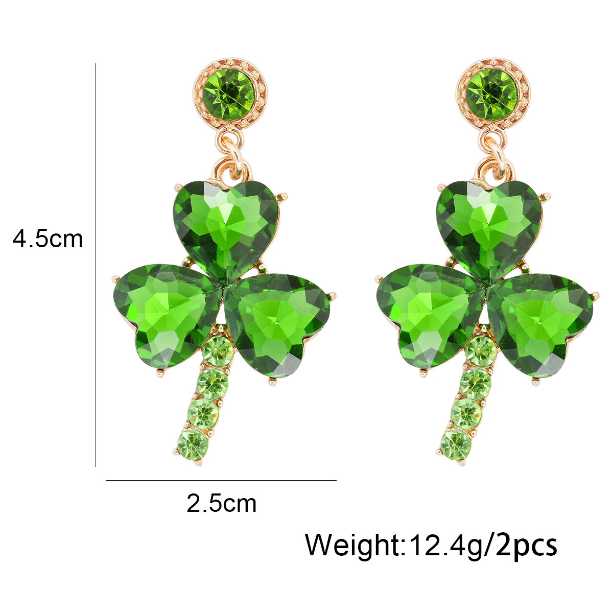 1 Pair Fashion Shamrock Alloy Plating Inlay Glass Stone Women's Drop Earrings display picture 1