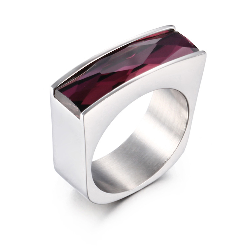 1 Piece Fashion Square Stainless Steel Polishing Glass Rings display picture 3