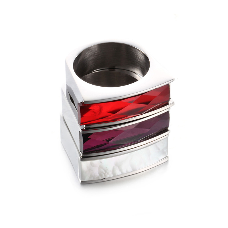 1 Piece Fashion Square Stainless Steel Polishing Glass Rings display picture 4