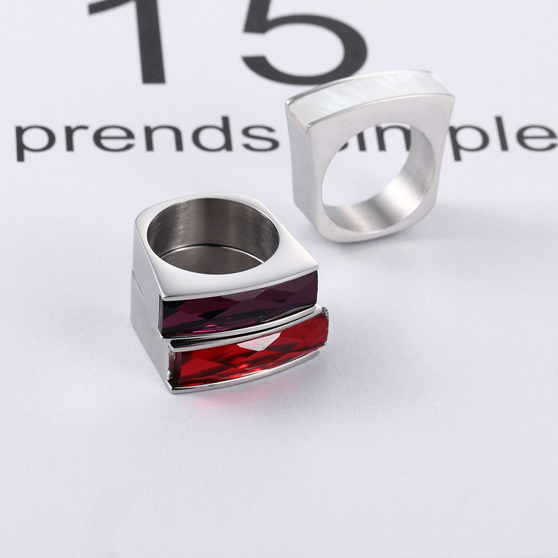 1 Piece Fashion Square Stainless Steel Polishing Glass Rings display picture 5