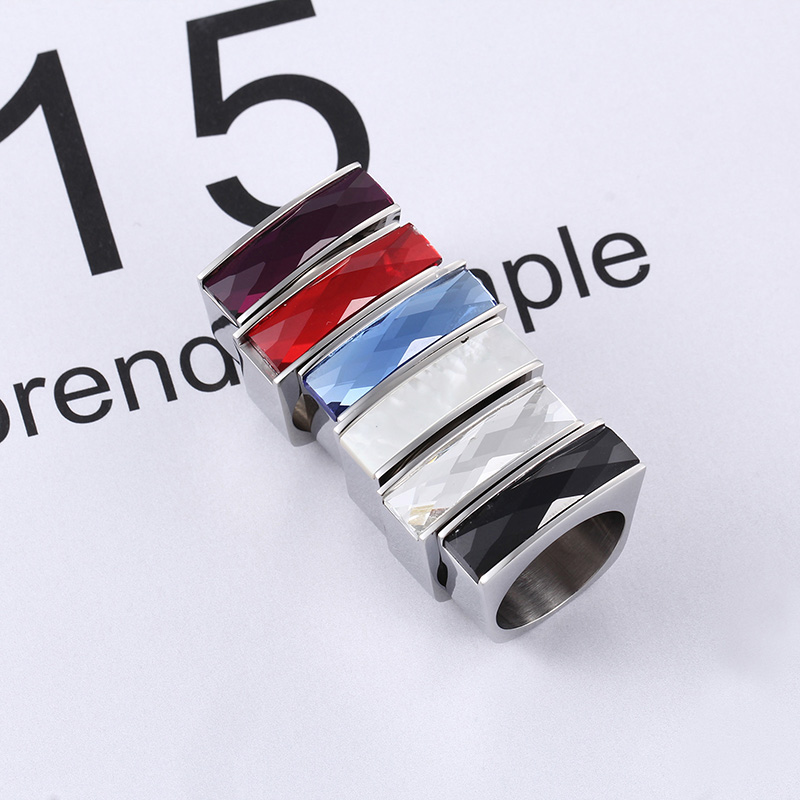 1 Piece Fashion Square Stainless Steel Polishing Glass Rings display picture 7