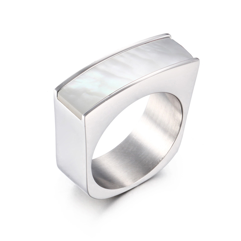 1 Piece Fashion Square Stainless Steel Polishing Glass Rings display picture 2