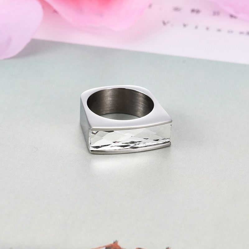 1 Piece Fashion Square Stainless Steel Polishing Glass Rings display picture 8