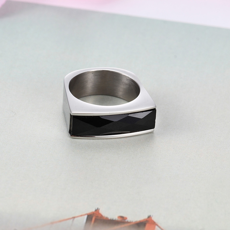 1 Piece Fashion Square Stainless Steel Polishing Glass Rings display picture 9