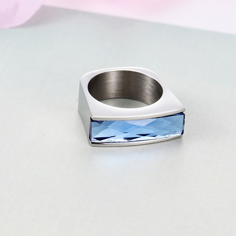 1 Piece Fashion Square Stainless Steel Polishing Glass Rings display picture 10