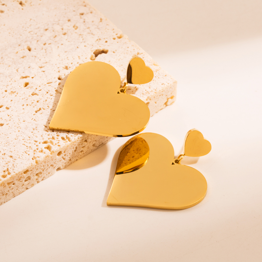 1 Pair Fashion Star Heart Shape Plating Stainless Steel 18k Gold Plated Ear Studs display picture 1