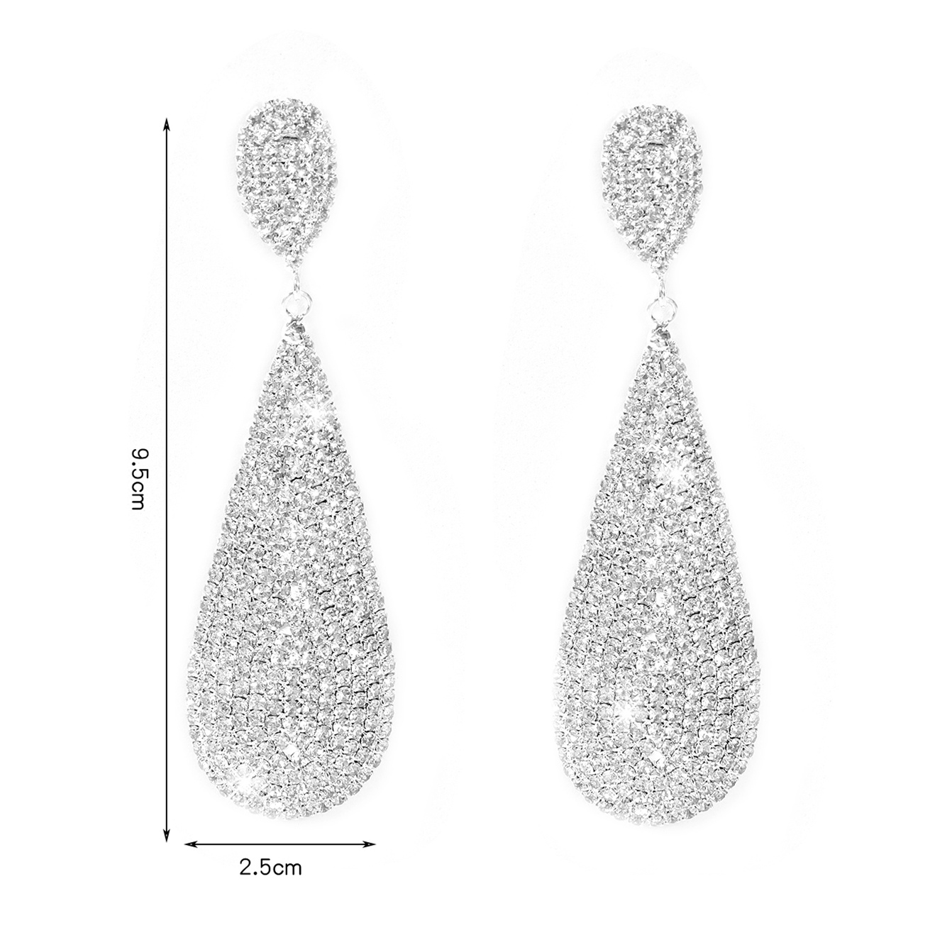 Simple Style Water Droplets Artificial Crystal Inlay Rhinestones Silver Plated Women's Drop Earrings display picture 2