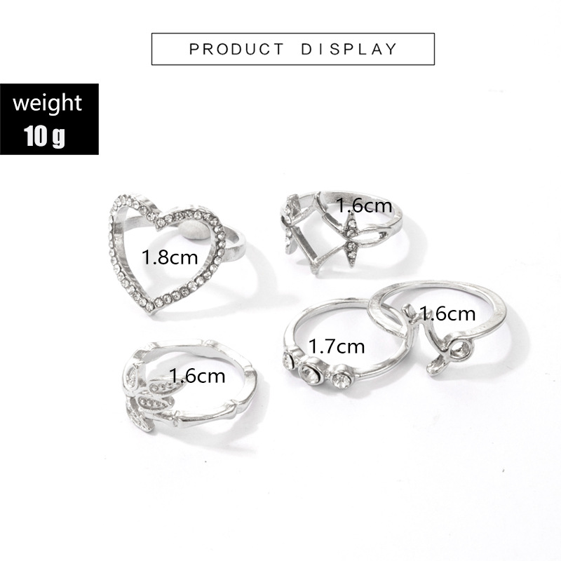 1 Set Punk Geometric Heart Shape Alloy Halloween Easter Thanksgiving Unisex Rings display picture 2