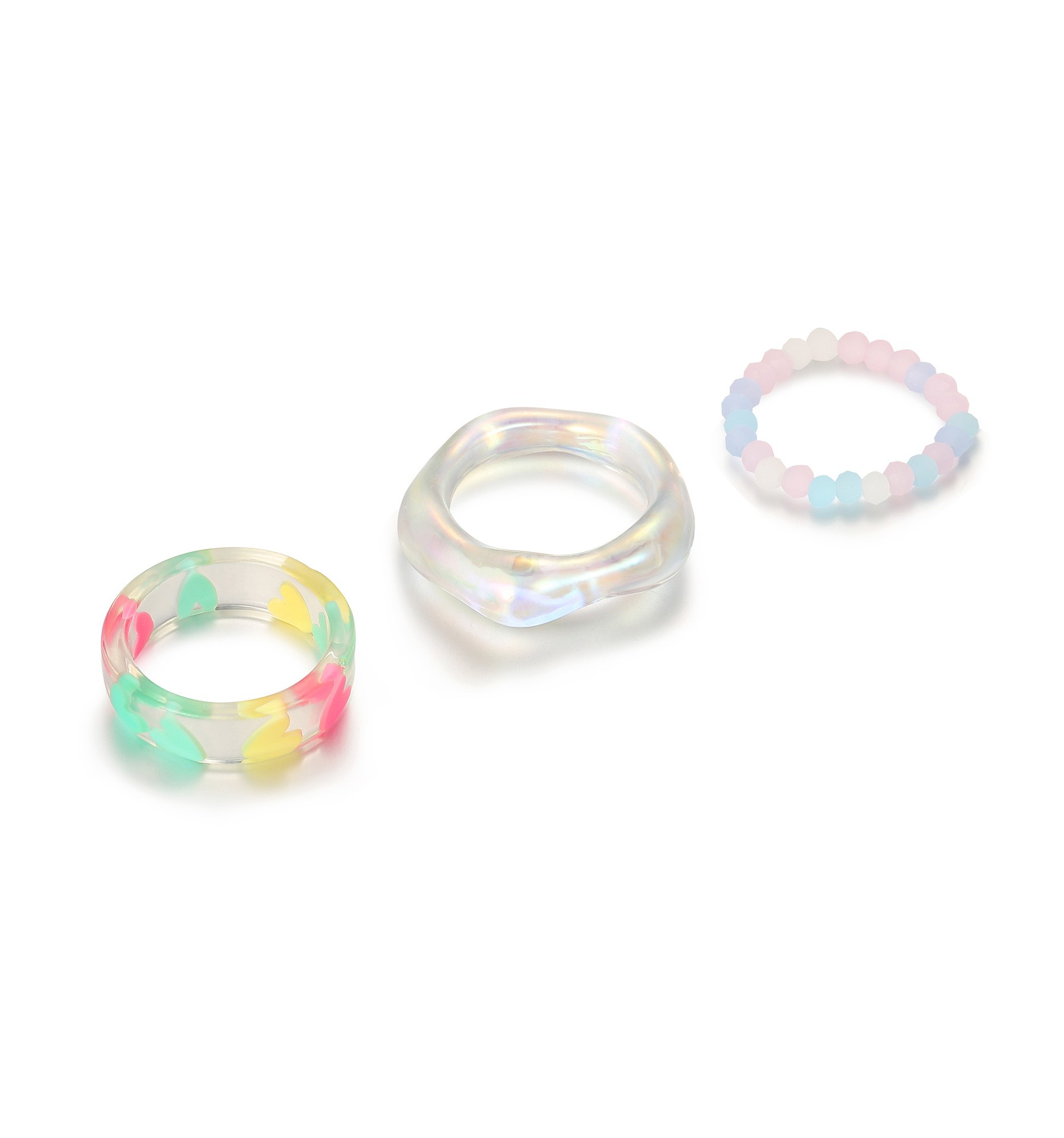 3 Pieces Fashion Heart Shape Plastic Resin Handmade Women's Rings display picture 1