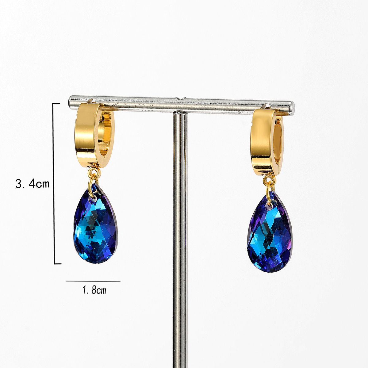 1 Pair Glam Fashion Simple Style Water Droplets Stainless Steel Plating Inlaid Crystal Artificial Crystal Earrings display picture 1