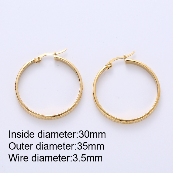 1 Pair Exaggerated Round Grid Stainless Steel Plating Hoop Earrings display picture 3
