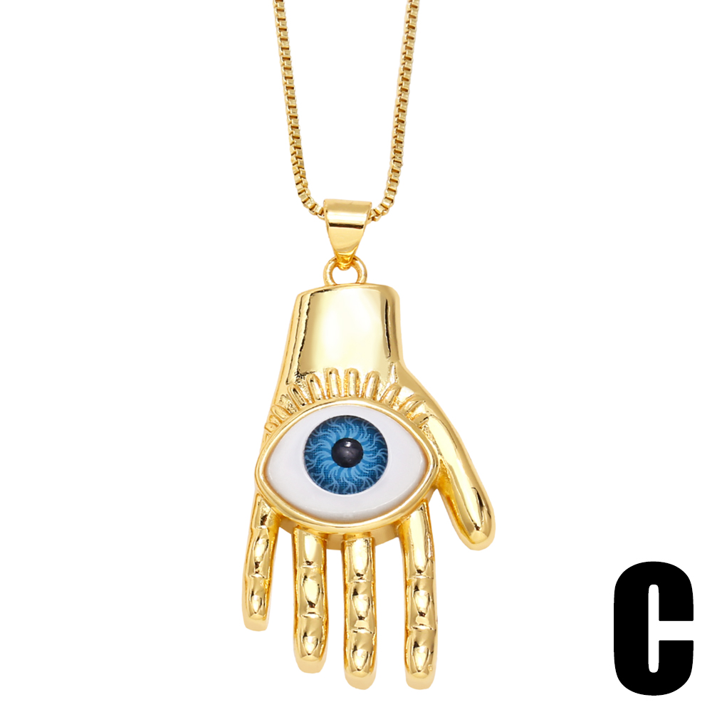 1 Piece Hip-hop Fashion Devil's Eye Copper Enamel Plating Inlay Zircon Pendant Necklace display picture 5