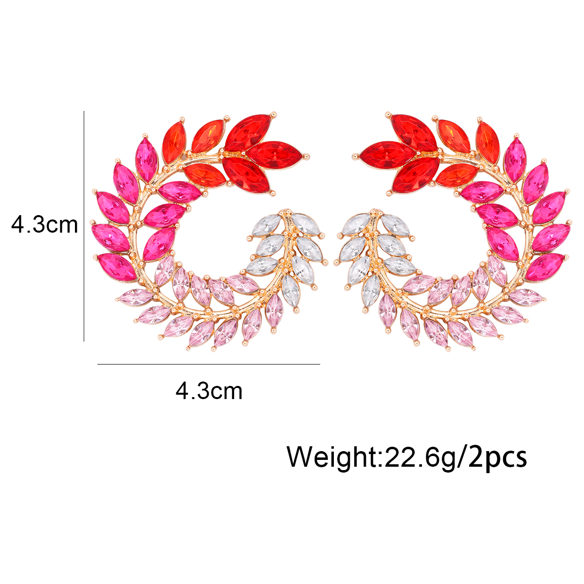 1 Pair Fashion Leaf Alloy Inlay Artificial Rhinestones Women's Ear Studs display picture 1