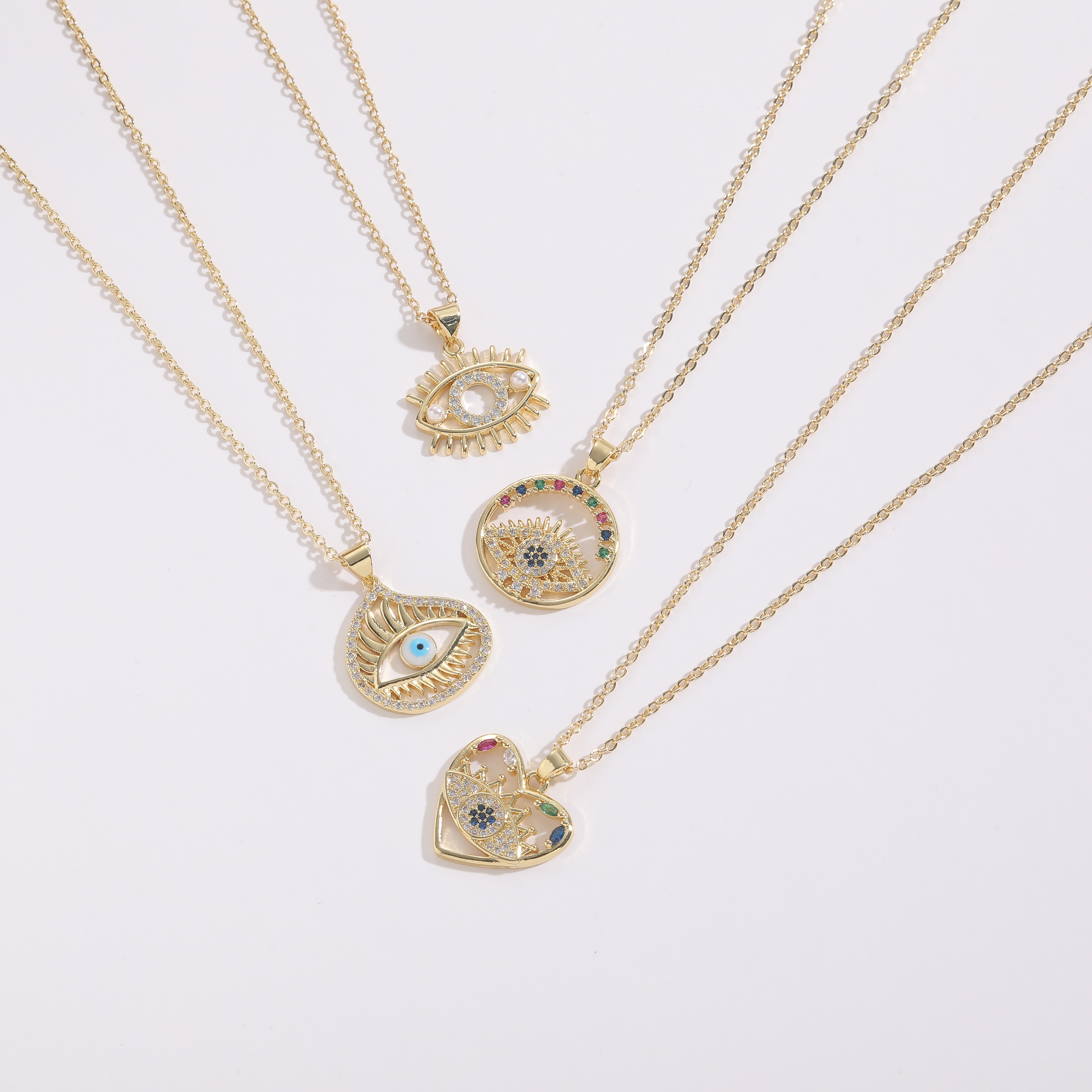 1 Piece Classic Style Devil's Eye Heart Shape Copper Plating Zircon Necklace display picture 5