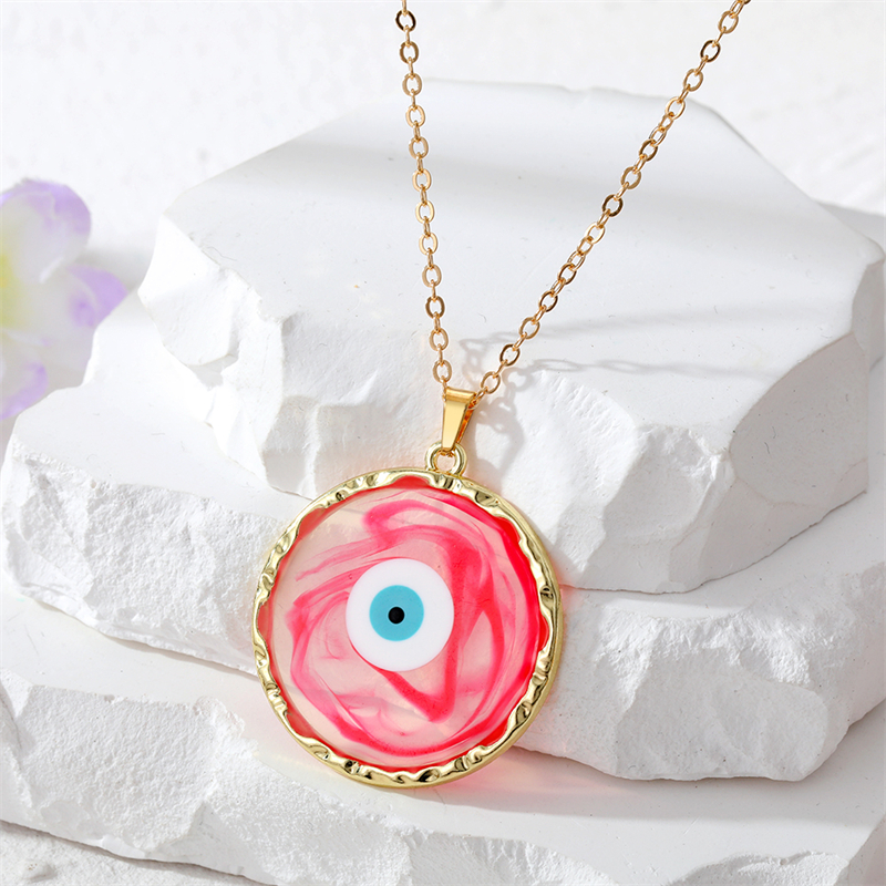 1 Piece Fashion Devil's Eye Metal Plating Transparent Inlay Resin Gold Plated Women's Pendant Necklace display picture 7