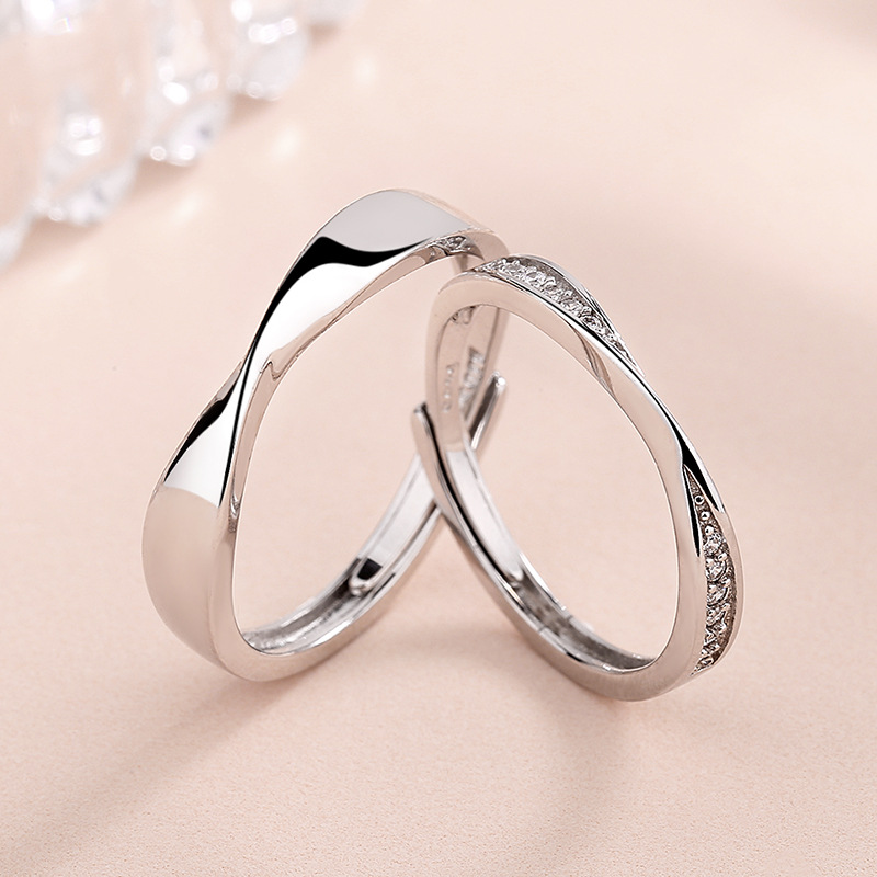 Fashion Simple Style Geometric Sterling Silver Plating Metal Inlay Zircon Open Ring display picture 2