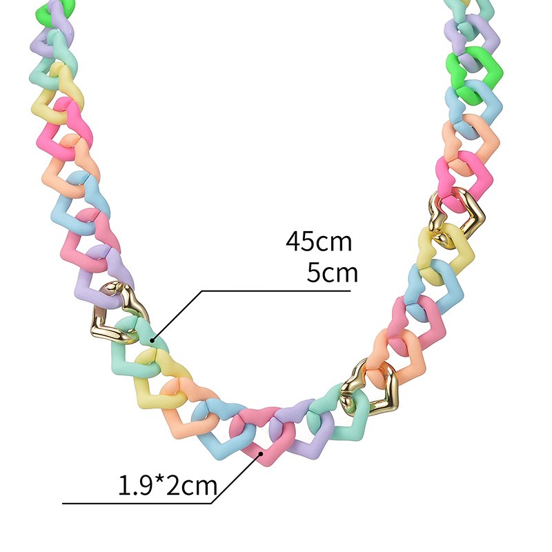 1 Stück Mode Herzform Rostfreier Stahl Aryl Patchwork Überzug Halskette display picture 5