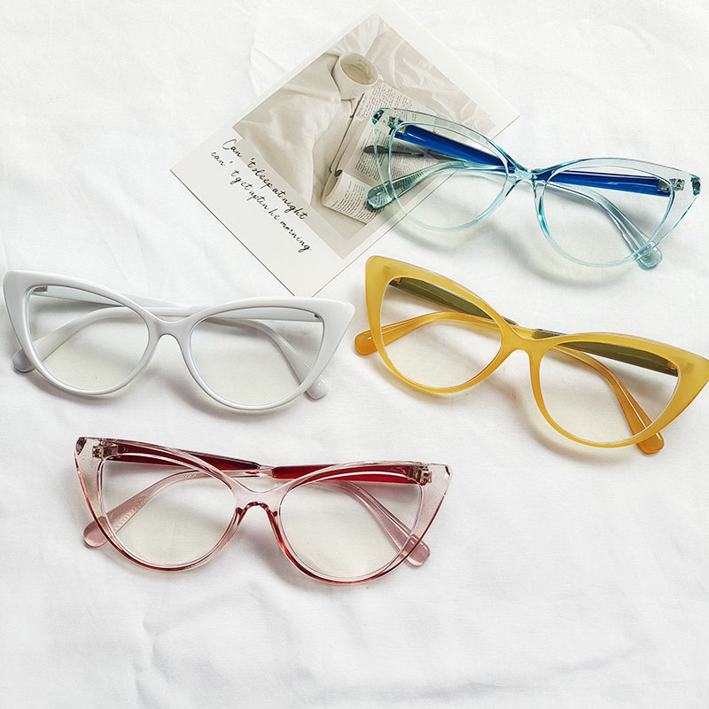 Fashion Solid Color Pc Resin Cat Eye Patchwork Full Frame Optical Glasses display picture 2