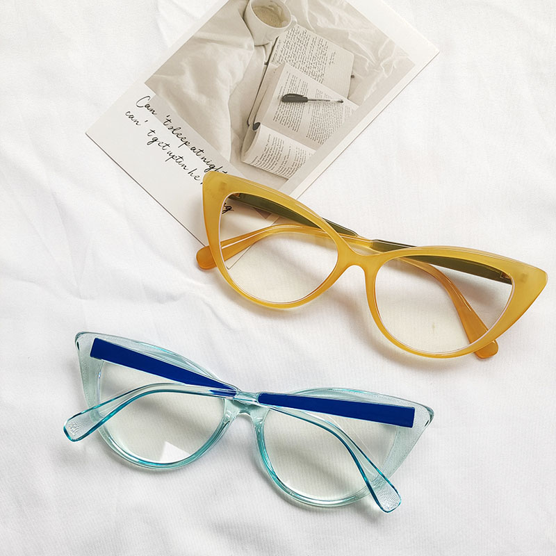 Fashion Solid Color Pc Resin Cat Eye Patchwork Full Frame Optical Glasses display picture 3