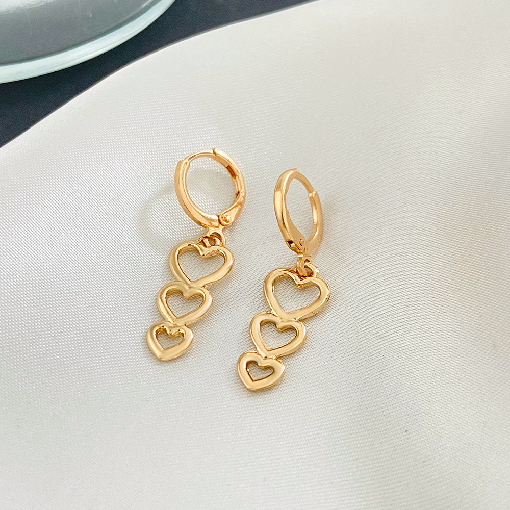 Y2k Heart Shape Alloy Patchwork 14k Gold Plated Women's Dangling Earrings display picture 3