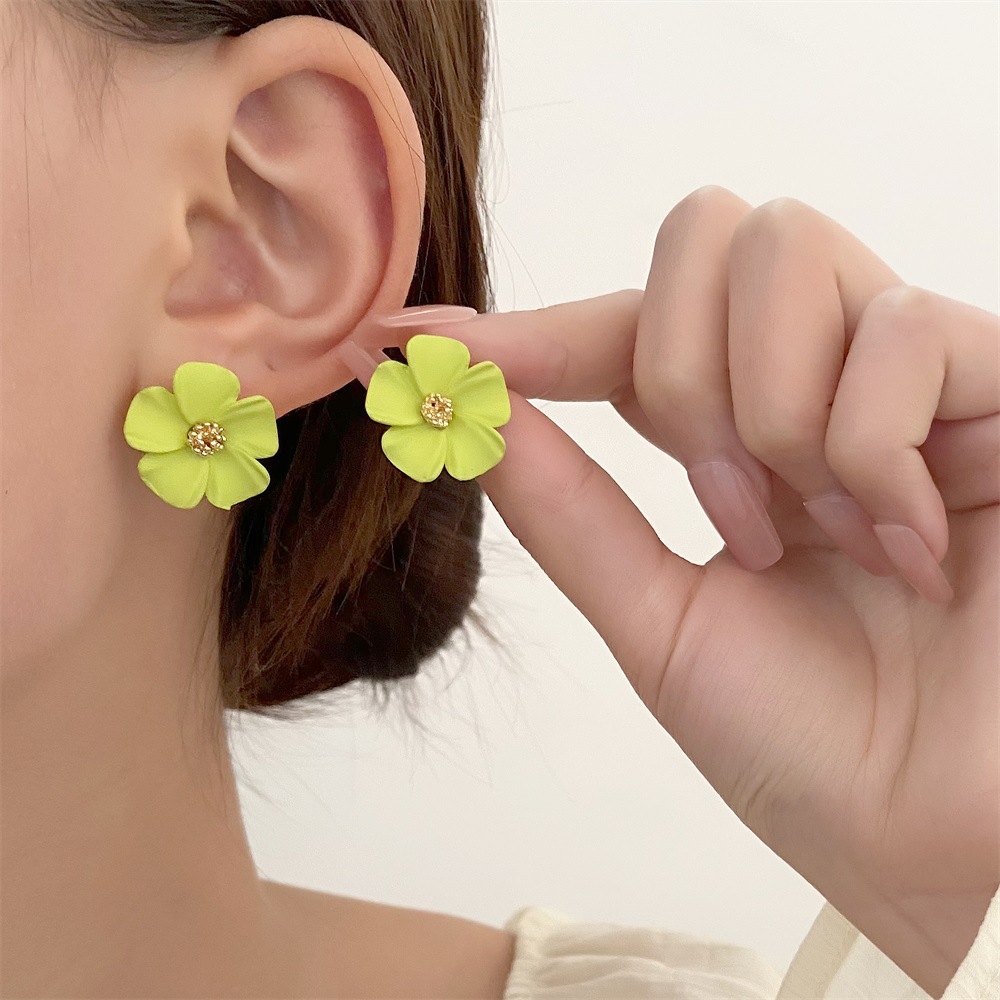 1 Pair Pastoral Flower Arylic Alloy 14k Gold Plated Women's Ear Studs display picture 6