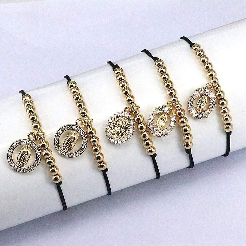 1 Piece Ethnic Style Faith Oval Copper Plating Inlay Zircon Bracelets display picture 2