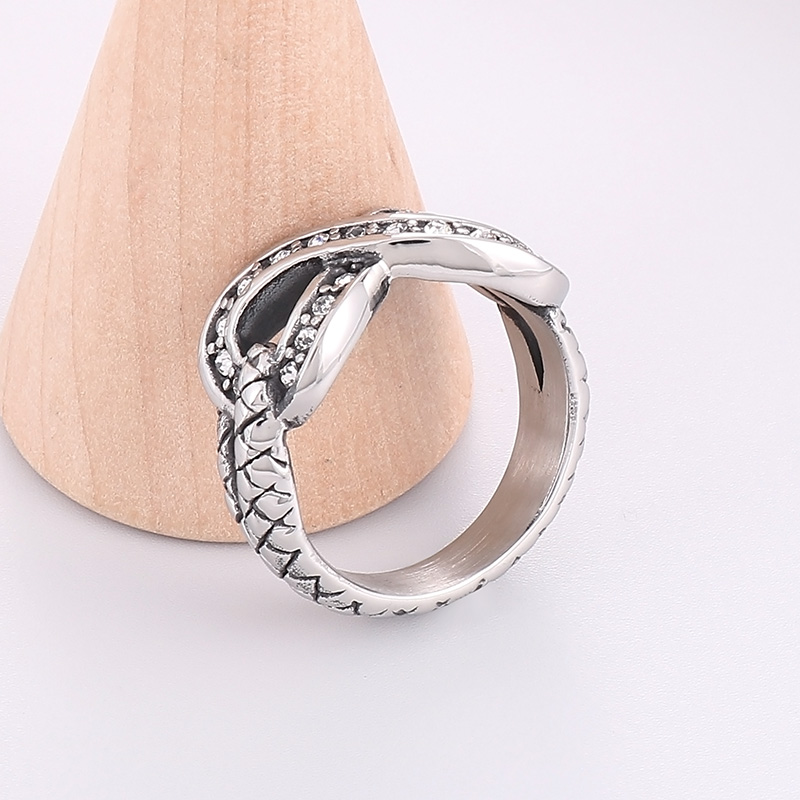 1 Piece Punk Geometric Stainless Steel Polishing Inlay Zircon Rings display picture 3