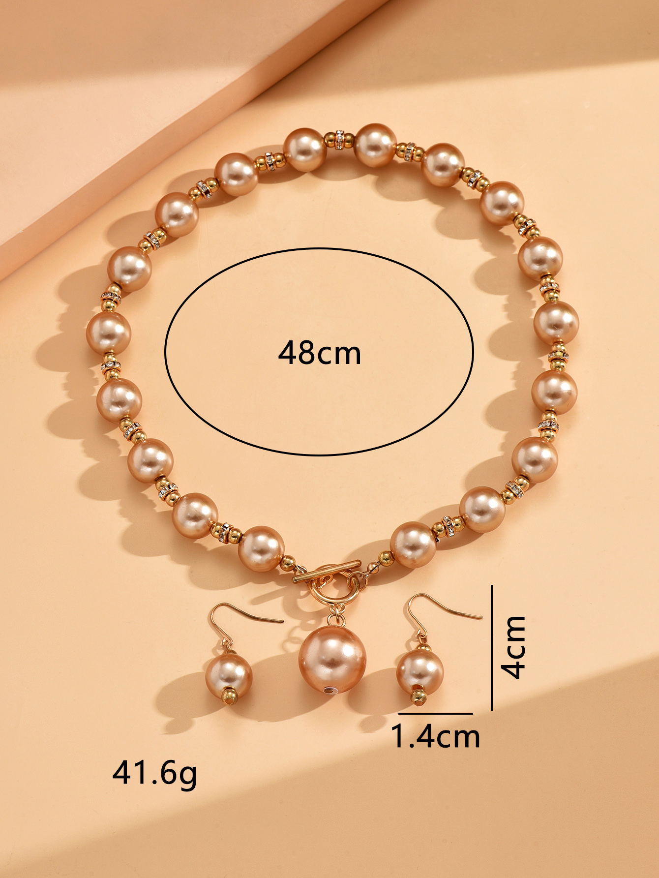 Strassenmode Perle Legierung Harz Perlen Frau Ohrringe Halskette display picture 4