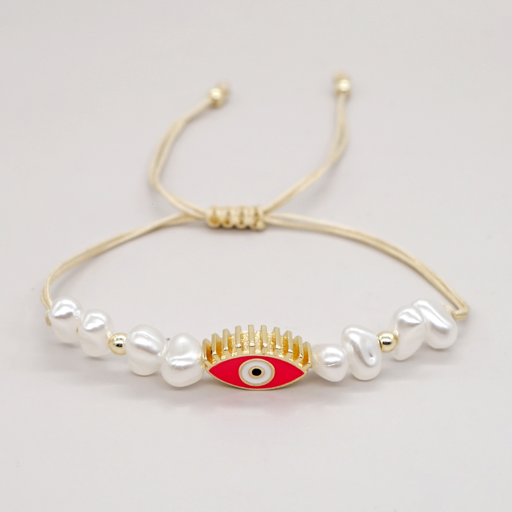 1 Piece Ethnic Style Eye Imitation Pearl Alloy Beaded Unisex Bracelets display picture 1