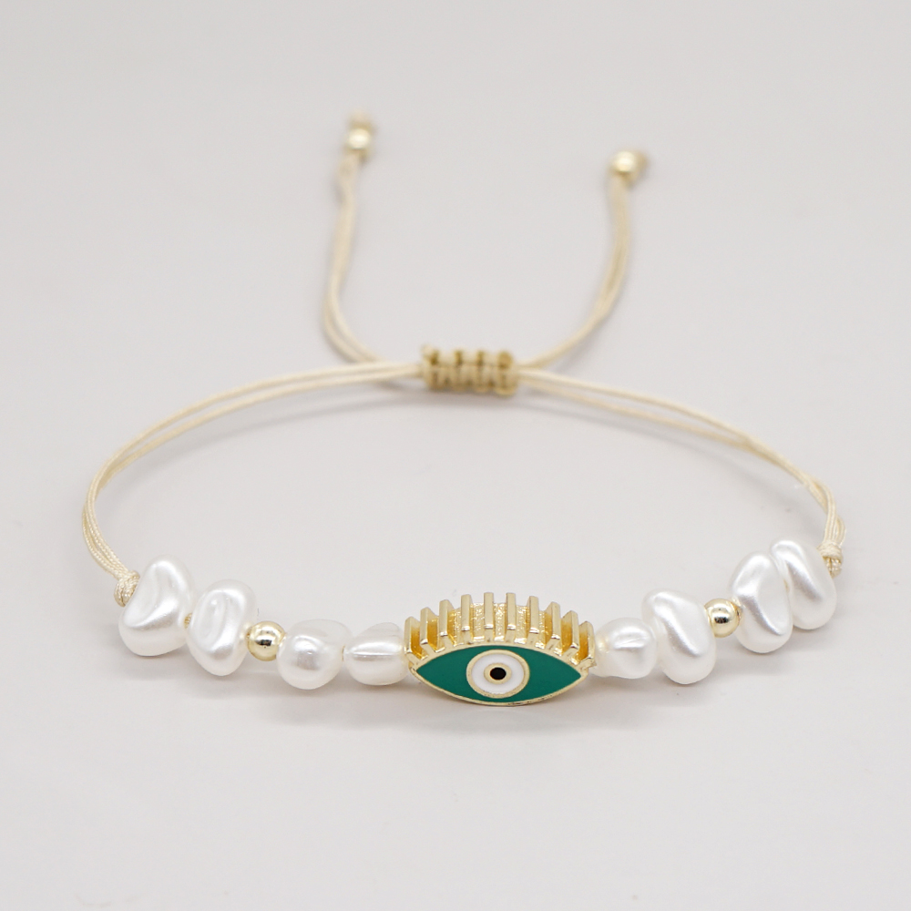 1 Piece Ethnic Style Eye Imitation Pearl Alloy Beaded Unisex Bracelets display picture 2