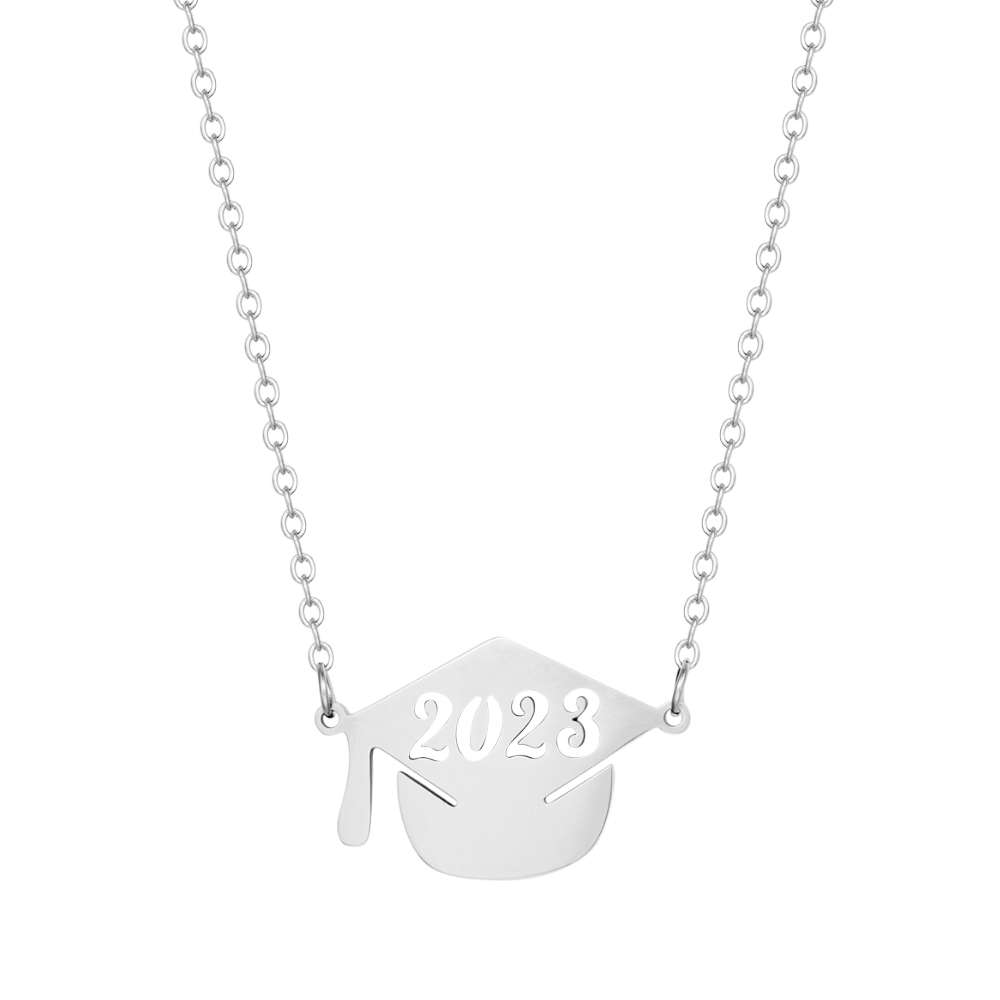 Fashion Doctorial Hat Number Stainless Steel Chain Hollow Out Gold Plated Silver Plated Unisex Pendant Necklace display picture 1