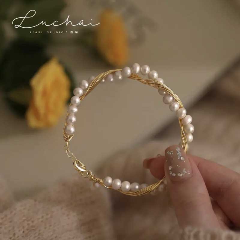 1 Pièce Mode Couleur Unie Perle D'eau Douce Le Cuivre Bracelets display picture 3