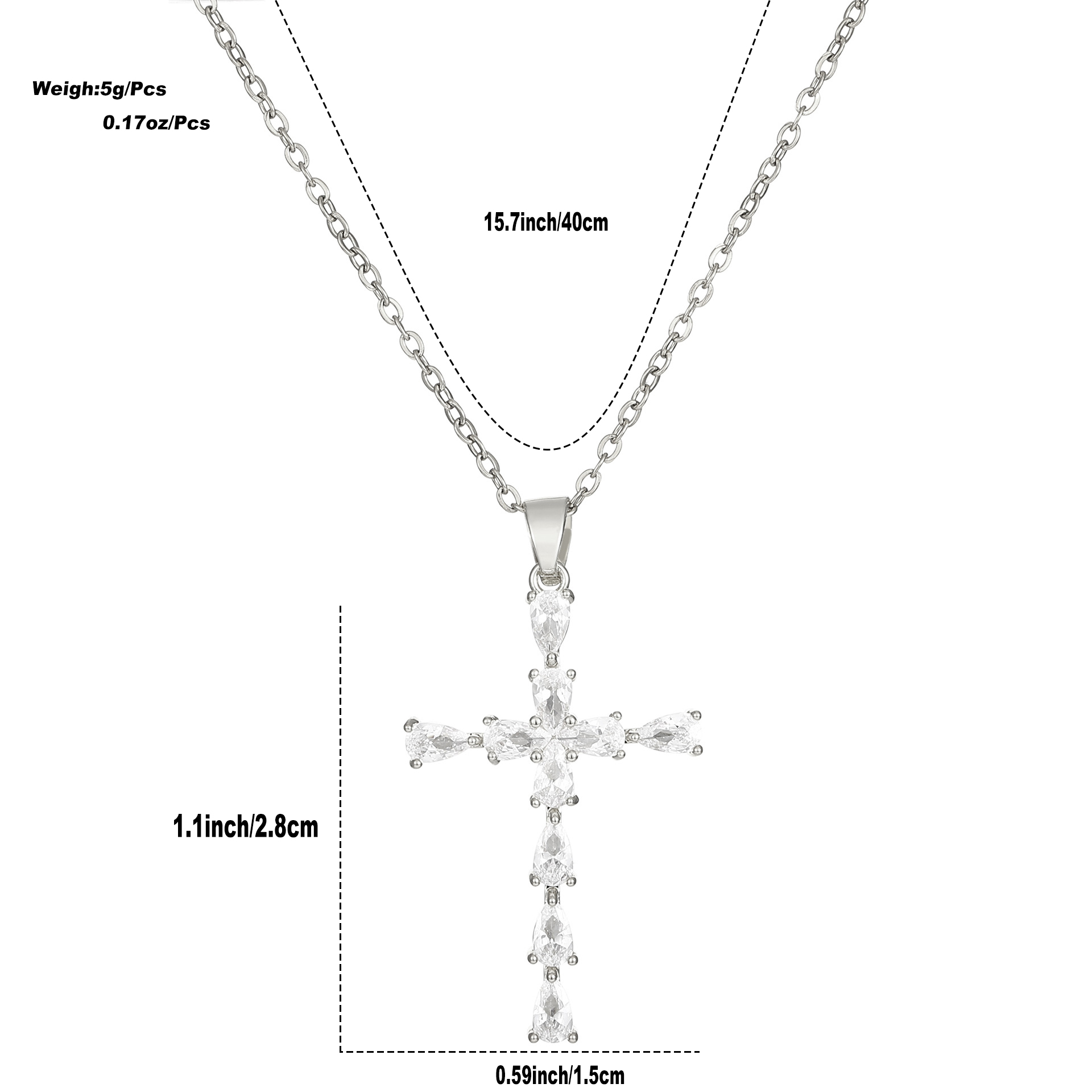 1 Stück Vintage-stil Kreuzen Rostfreier Stahl Inlay Diamant Halskette Mit Anhänger display picture 1