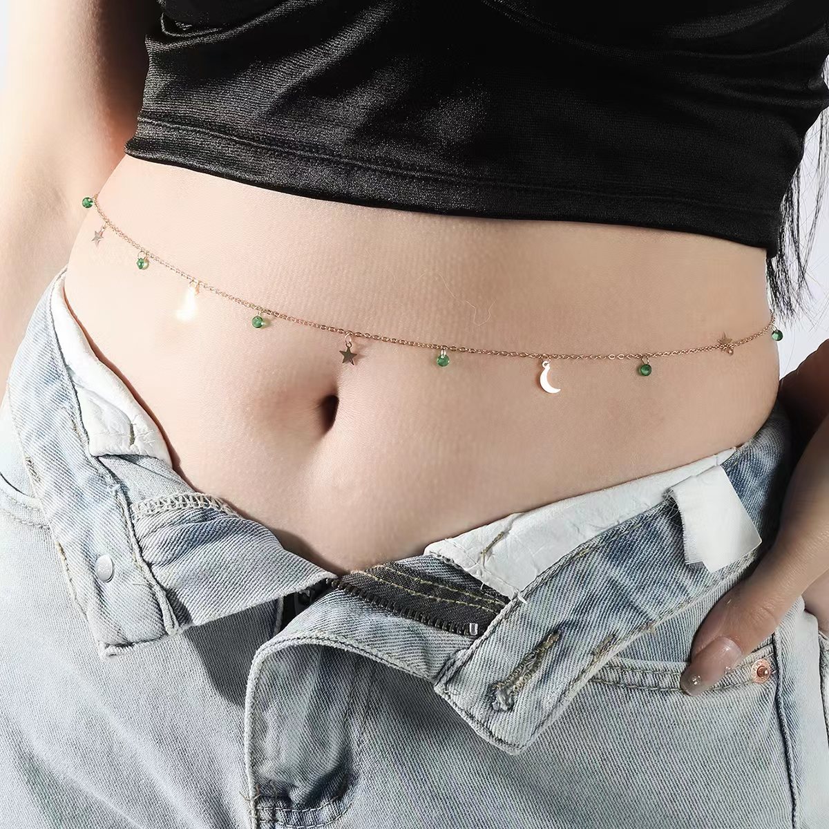 Fashion Star Moon Alloy Inlay Artificial Rhinestones Women's Chain Belts 1 Piece display picture 1