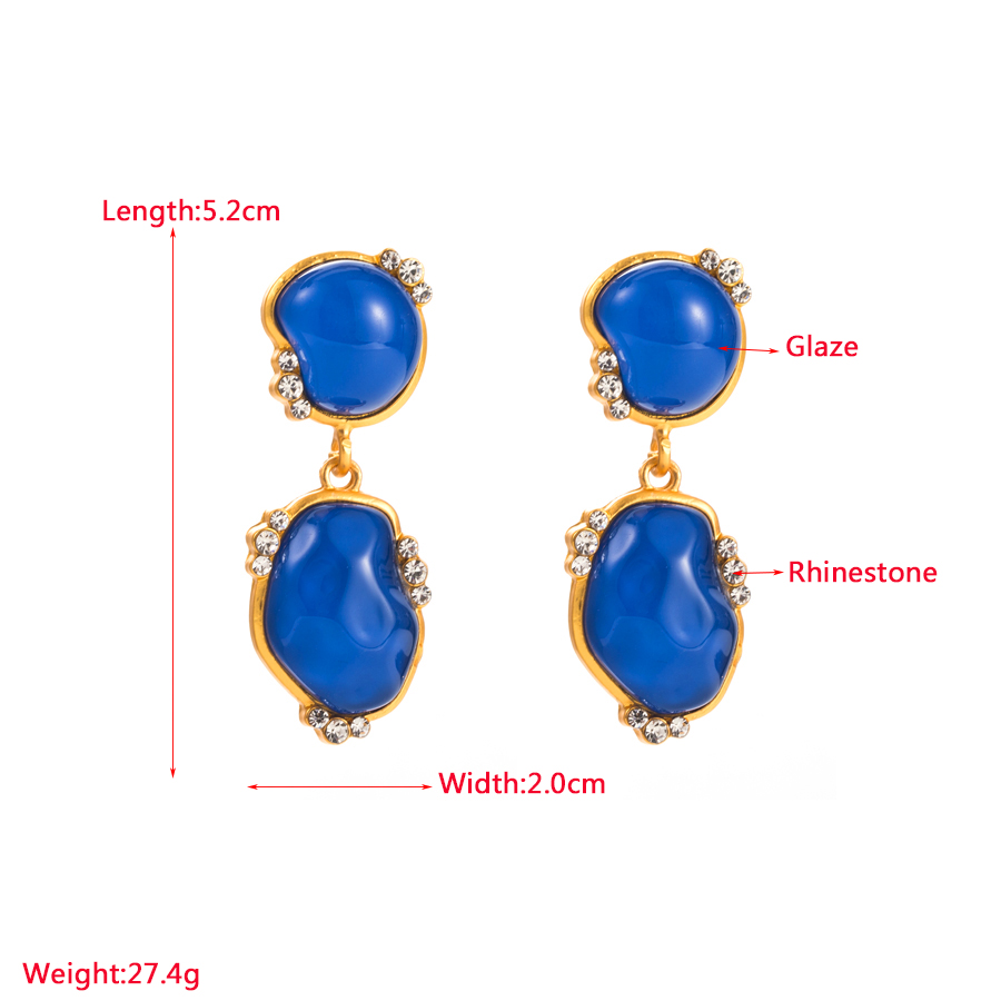 1 Pair French Style Square Water Droplets Alloy Plating Inlay Resin Gold Plated Women's Drop Earrings display picture 1